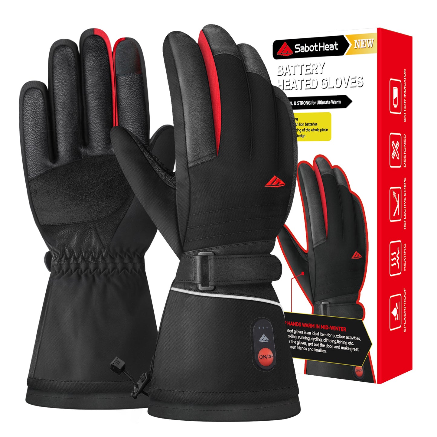 Sabotheat Electric Heated Gloves with Rechargeable Battery for men women, 4 Heating Levels