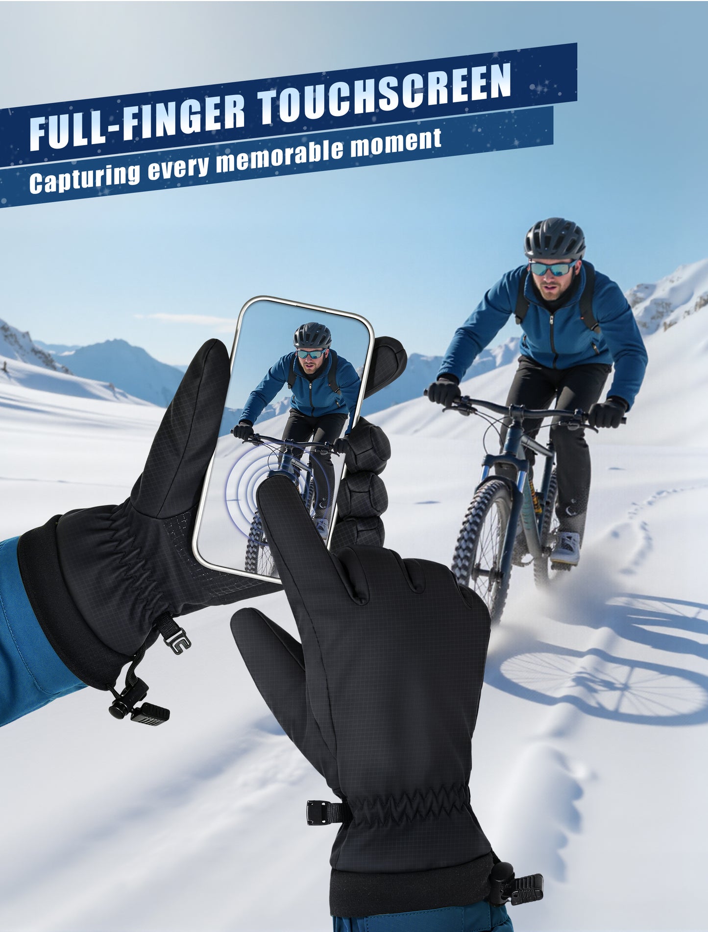 Sabotheat Winter Ski Gloves for Women Men, Windproof Thermal Warm Gloves with Touchscreen