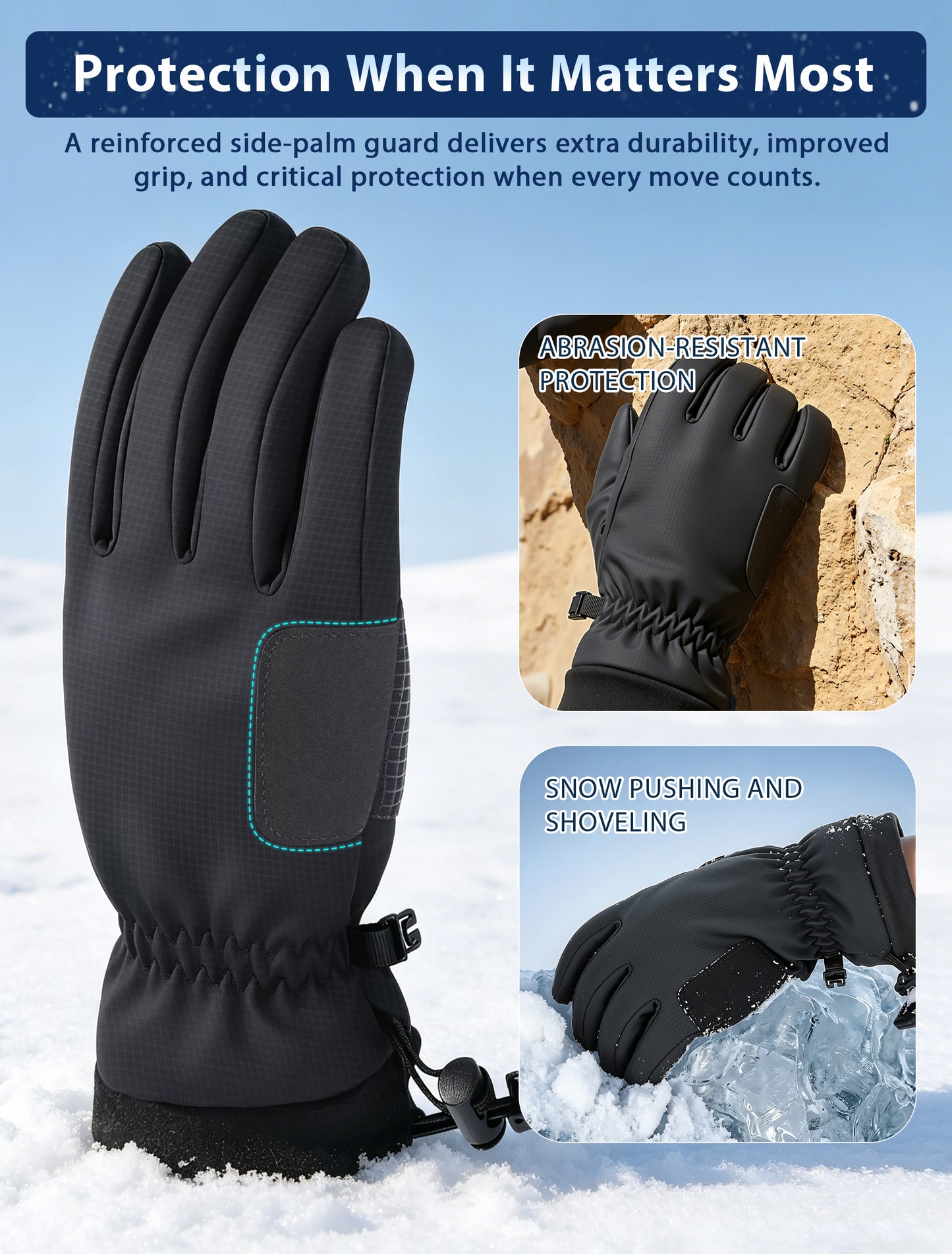Sabotheat Winter Ski Gloves for Women Men, Windproof Thermal Warm Gloves with Touchscreen